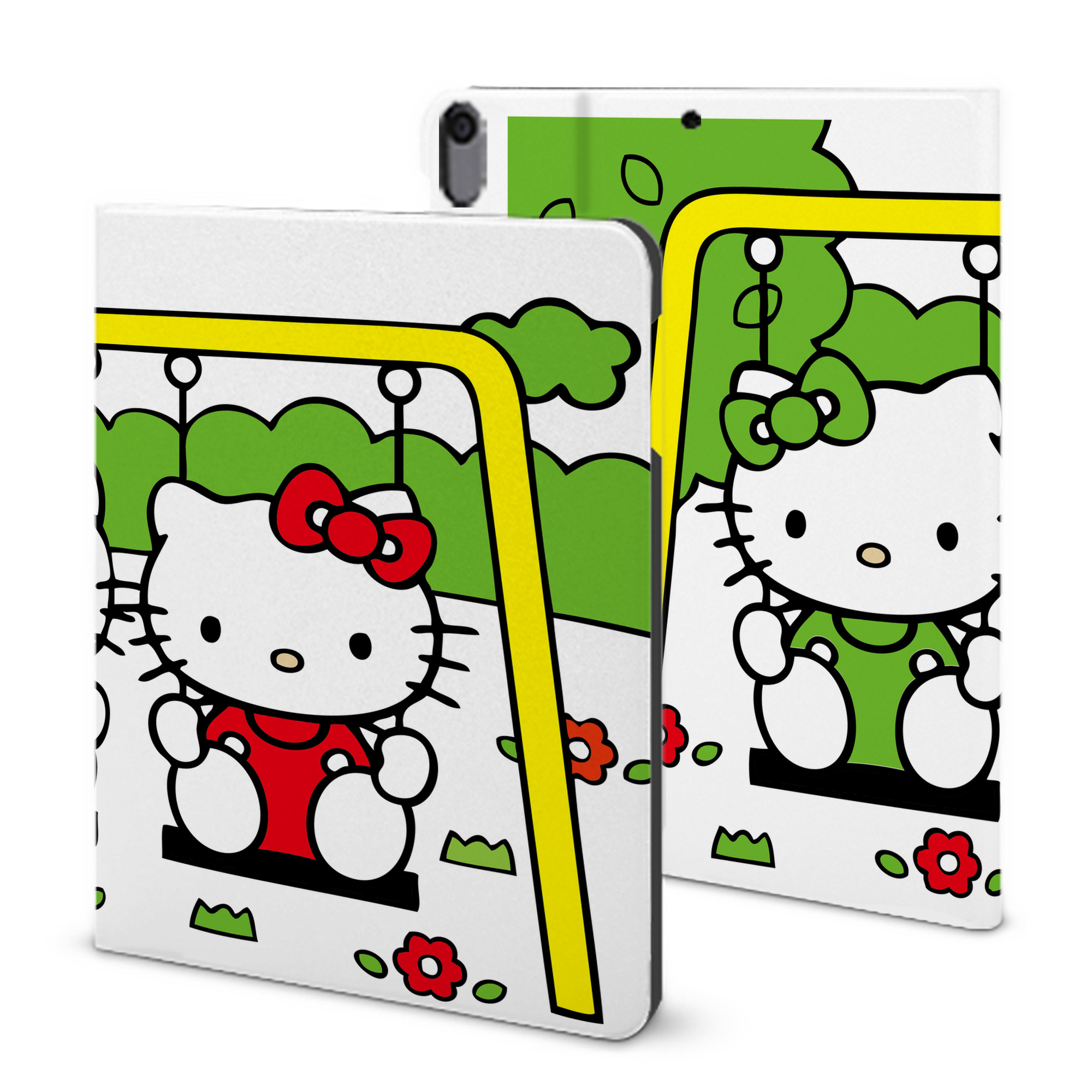 （画像用） Hello Kitty ハローキティ IPad ケース ブック型 PUレザー TPU 耐衝撃 軽量 薄型 ペン収納なし 全面保護 IPad 各モデル対応